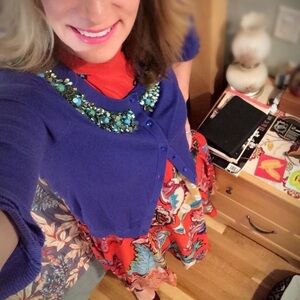 Kate spade royal blue beaded cardigan M